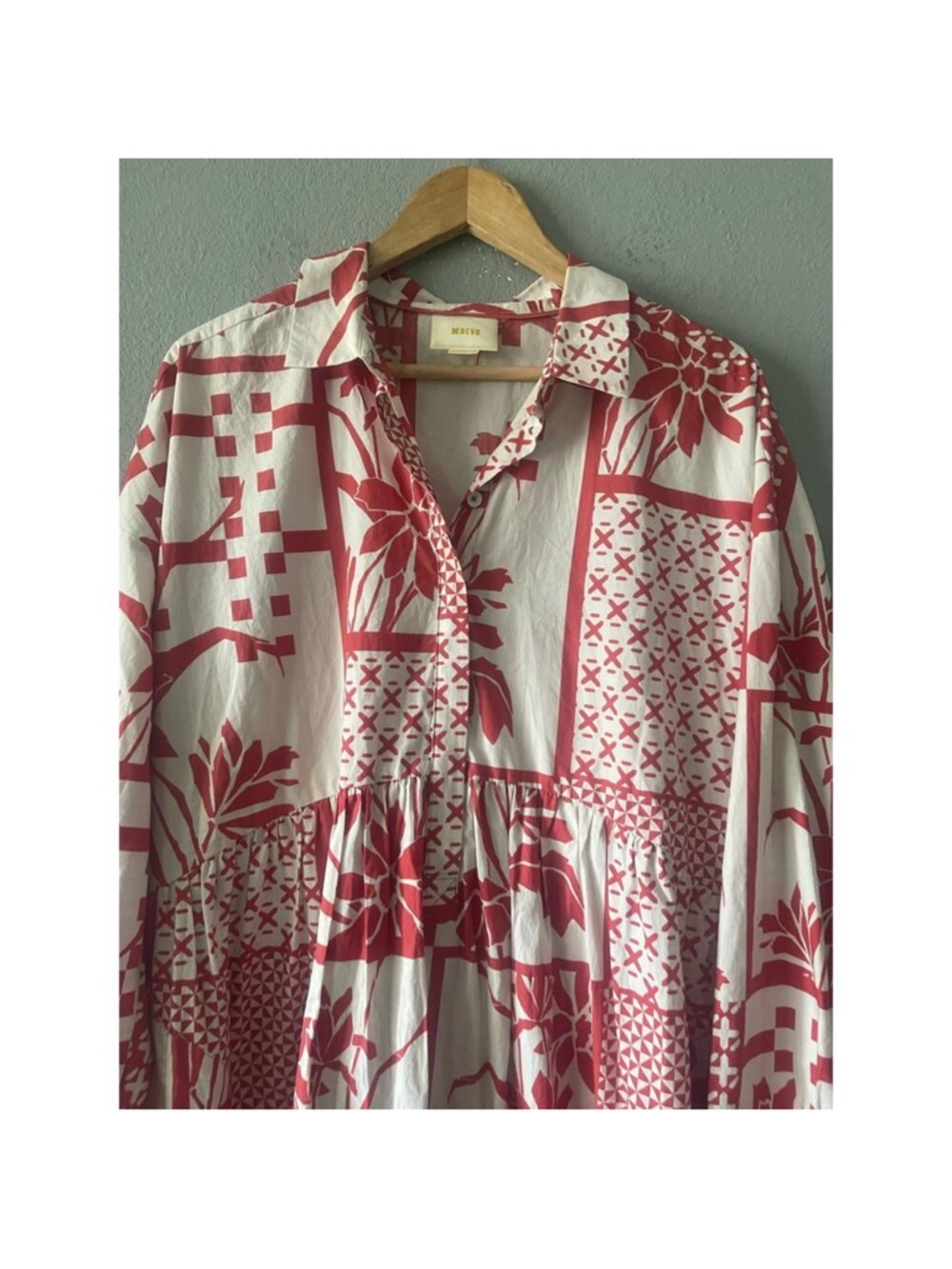 Red & White Anthro/ Maeve Shirt Dress Tunic - Picture 6 of 9